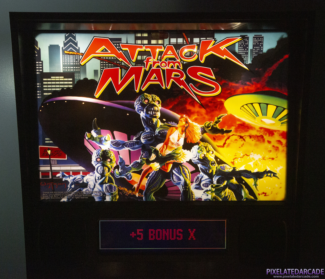 Attack from Mars Photo: Attack from Mars pinball cabinet - Backglass