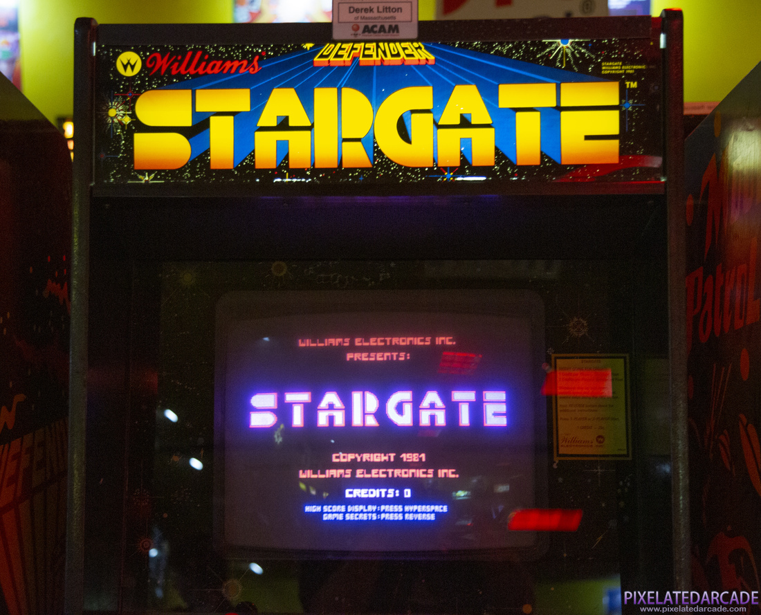 Stargate Photo: Stargate arcade cabinet - Marquee and monitor