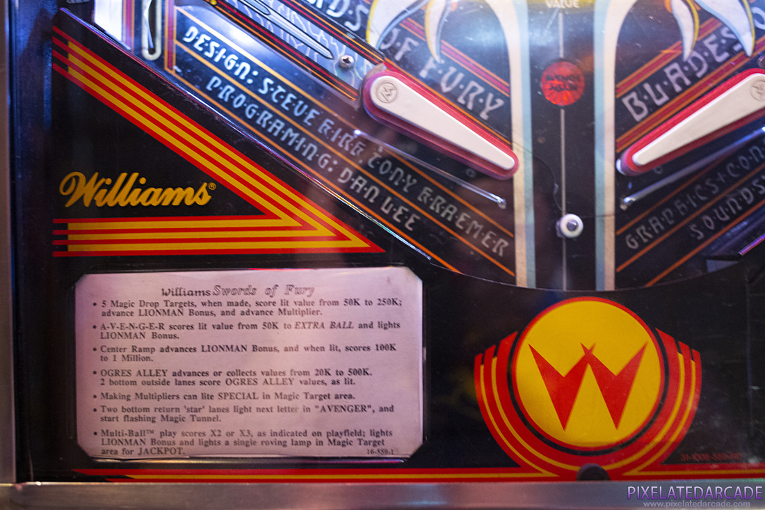 Swords of Fury Photo: Swords of Fury pinball cabinet - Instruction card