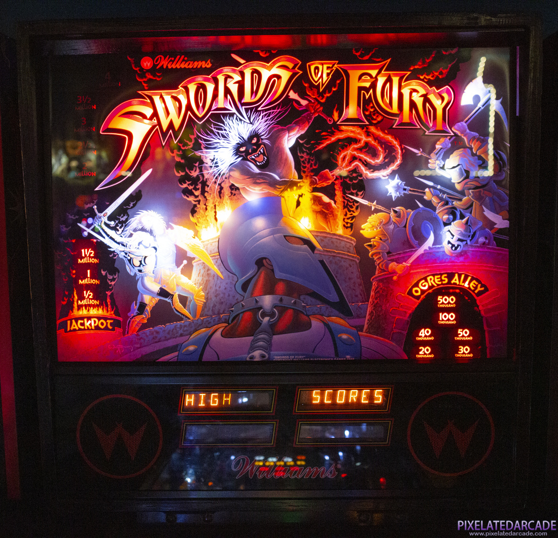 Swords of Fury Photo: Swords of Fury pinball cabinet - Backbox