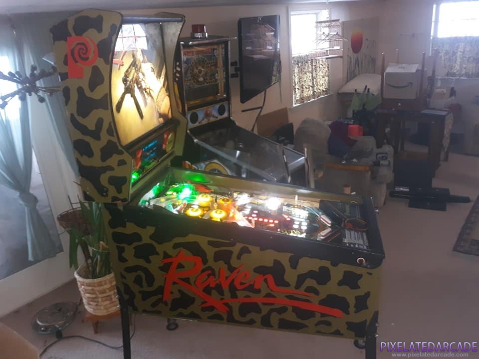Raven Photo: Raven pinball cabinet with alternate backglass - Left side