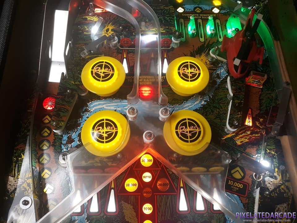 Raven Photo: Raven pinball cabinet with alternate backglass - Upper playfield
