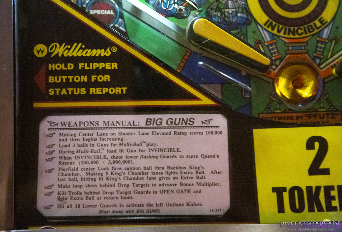 Big Guns Photo: Big Guns pinball cabinet - Instruction card