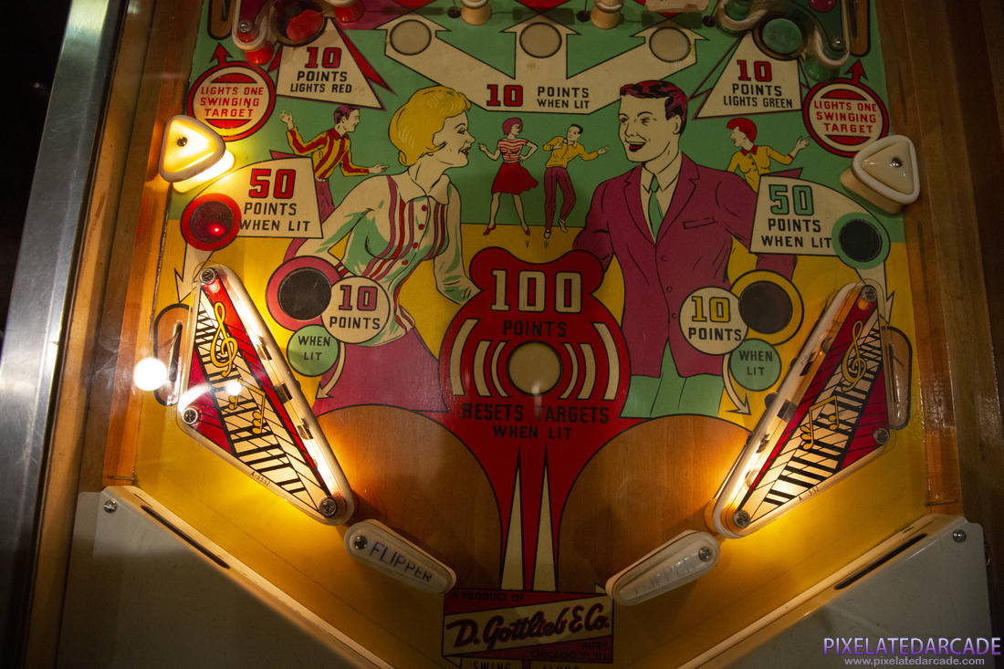 Swing-Along Photo: Swing-Along pinball cabinet - Lower playfield (Illuminated)