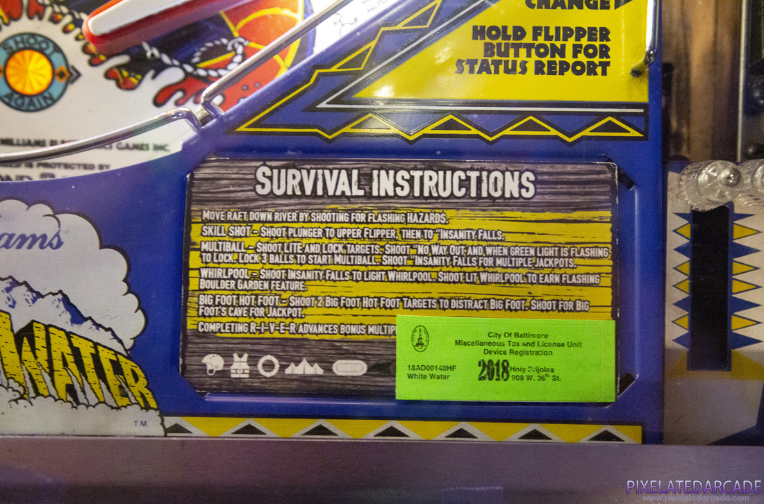 White Water Photo: White Water pinball cabinet - Instruction card