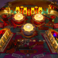 Jungle Queen pinball cabinet - Upper playfield with blue pop bumper lit