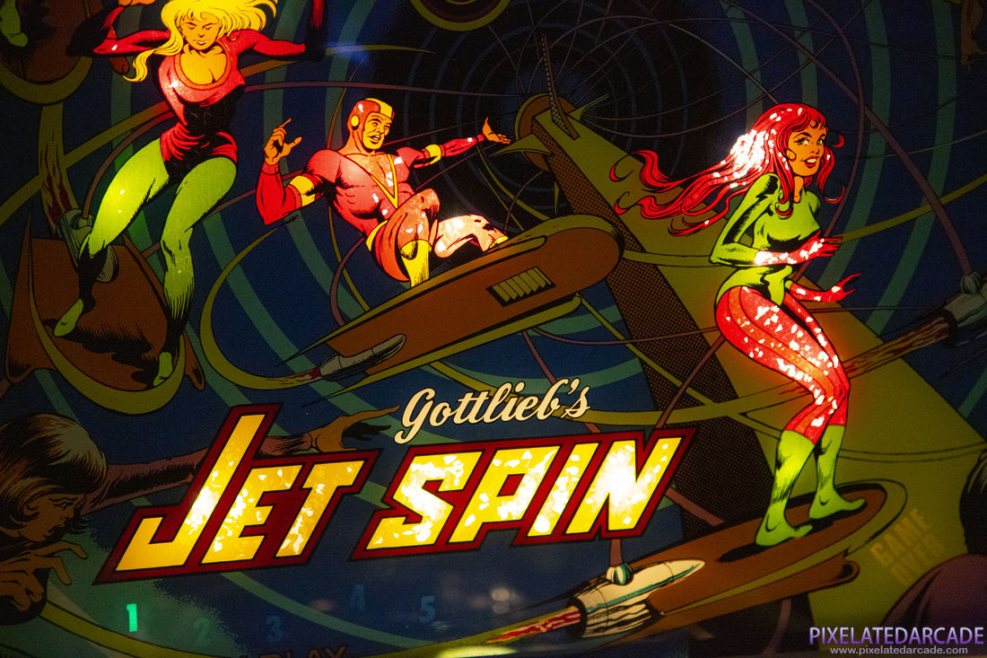 Jet Spin Photo: Jet Spin pinball cabinet - Backglass detail
