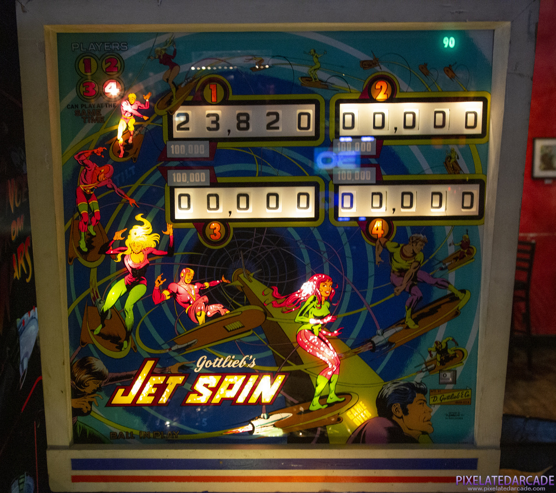 Jet Spin Photo: Jet Spin pinball cabinet - Backglass (Illuminated)