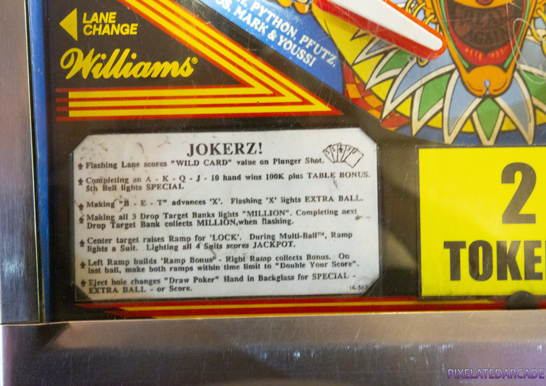 Jokerz! Photo: Jokerz! pinball cabinet - Instruction card