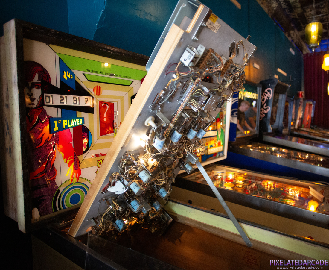 Suspense Photo: Suspense pinball cabinet - Beneath playfield