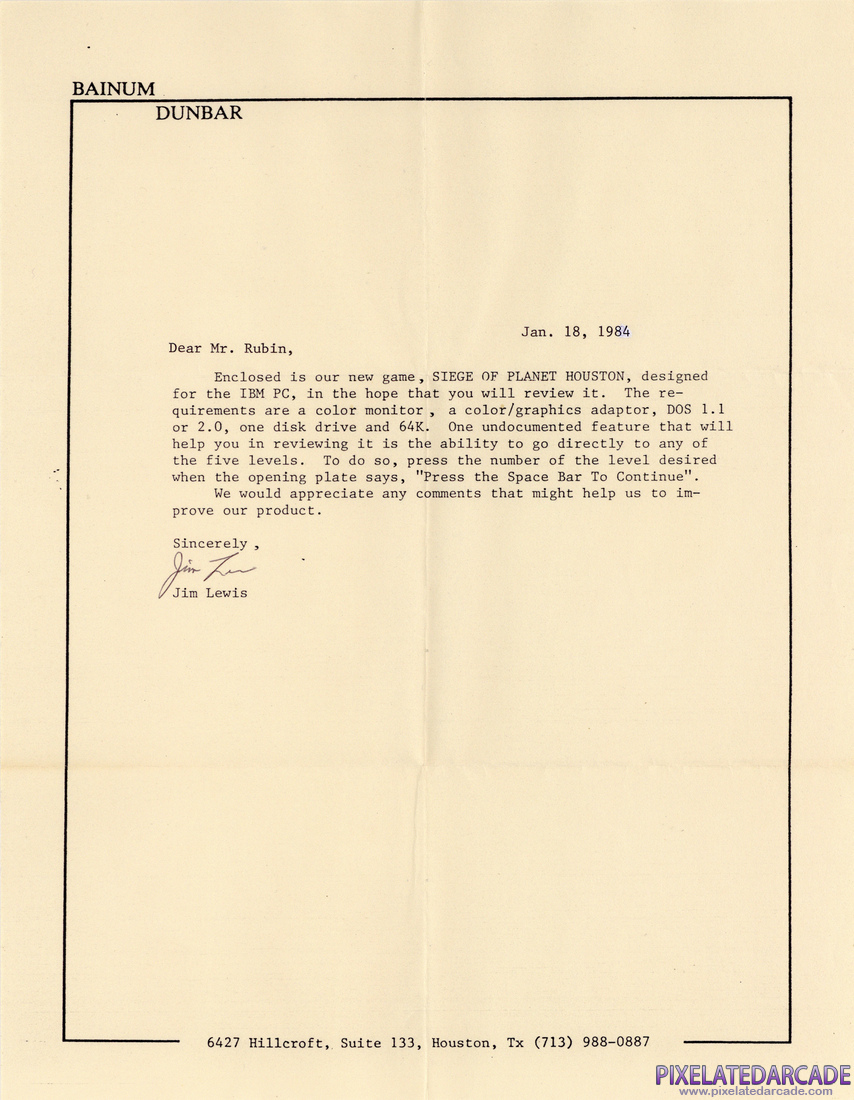 Siege of Planet Houston Photo: Siege of Planet Houston promotional copy letter