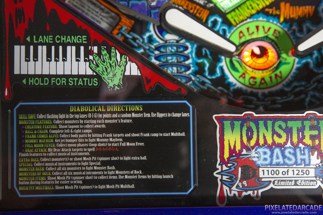 Monster Bash Remake! Photo: Monster Bash Limited Edition pinball cabinet - Directions card
