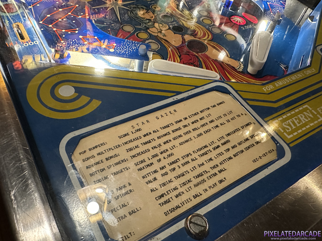 Star Gazer Photo: Star Gazer pinball cabinet - Instruction card
