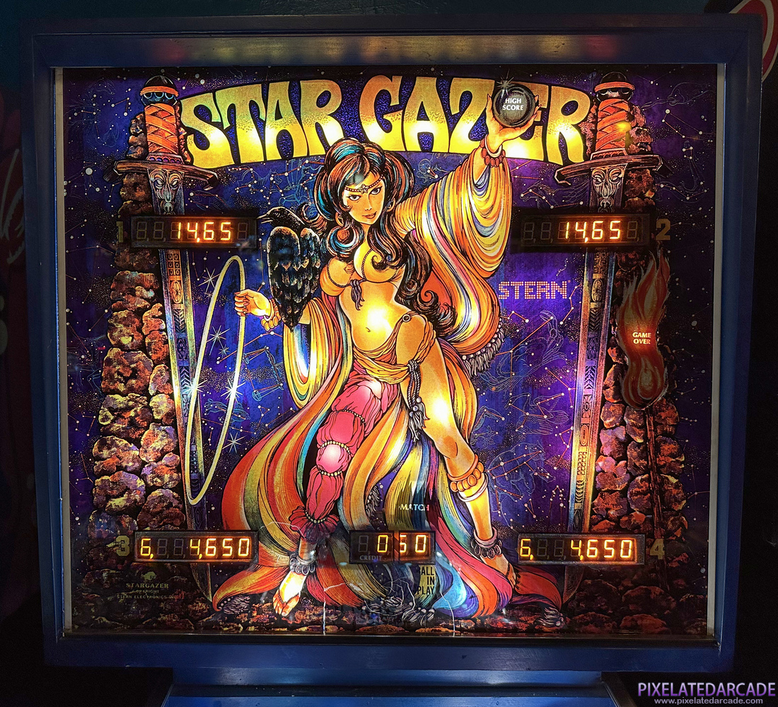 Star Gazer Photo: Star Gazer pinball cabinet - Backglass illuminated