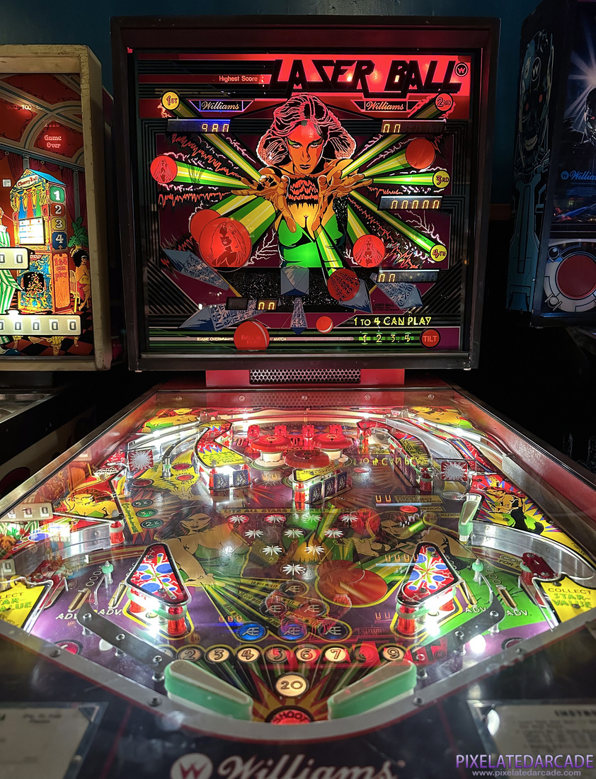 Laser Ball Photo: Laser Ball pinball cabinet - Playfield and backbox