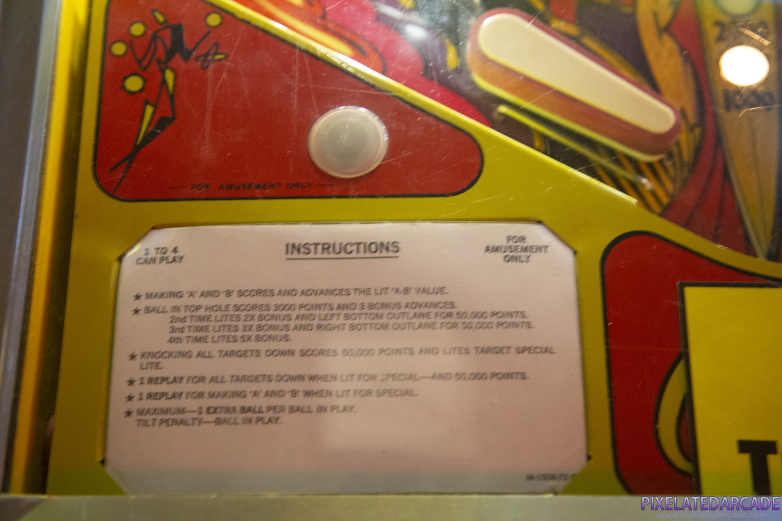 Mata Hari Photo: Mata Hari pinball cabinet - Instructions card