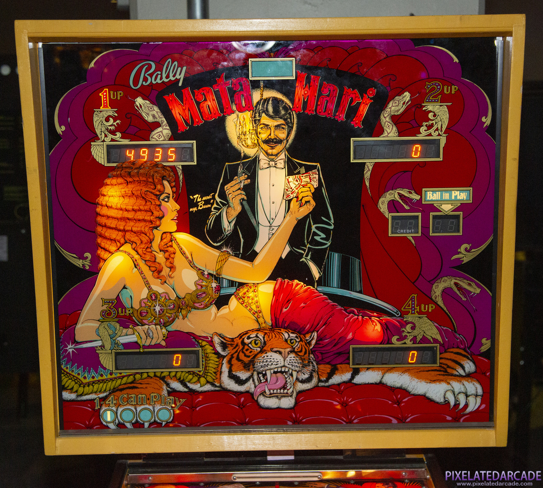 Mata Hari Photo: Mata Hari pinball cabinet - Backglass illuminated