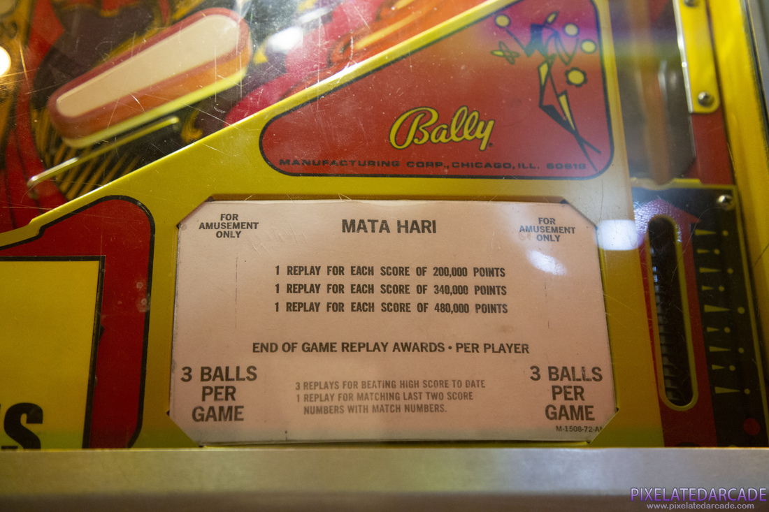 Mata Hari Photo: Mata Hari pinball cabinet - Scoring card