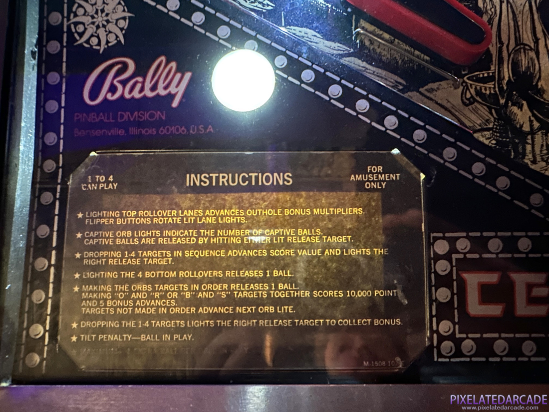 Centaur II Photo: Centaur II pinball cabinet - Instruction card
