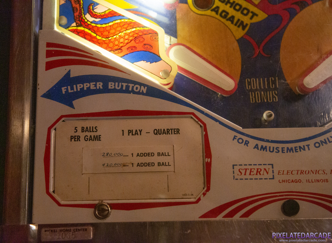 Trident Photo: Trident pinball cabinet - Scoring card