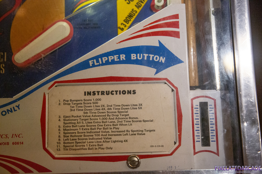 Trident Photo: Trident pinball cabinet - Instruction card