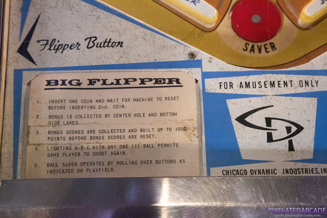 Big Flipper Photo: Big Flipper pinball cabinet - Instruction card