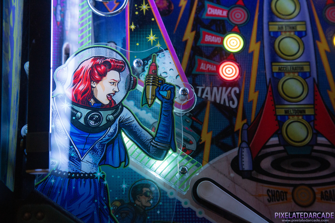 Galactic Tank Force Photo: Galactic Tank Force pinball cabinet - Lower playfield (Left)