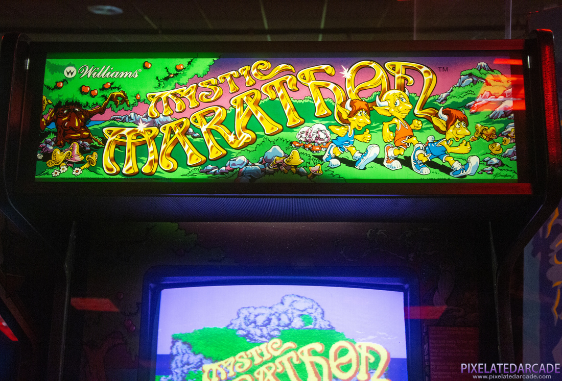 Mystic Marathon Photo: Mystic Marathon arcade cabinet - Marquee