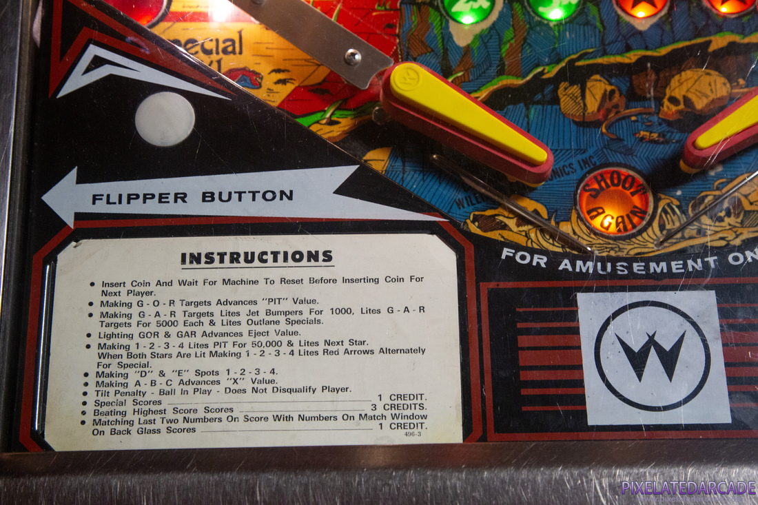 Gorgar Photo: Gorgar pinball cabinet - Instruction card