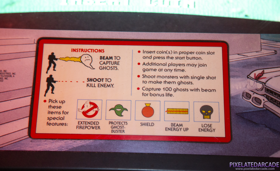 Real Ghostbusters, The Photo: The Real Ghostbusters arcade cabinet - Game instructions