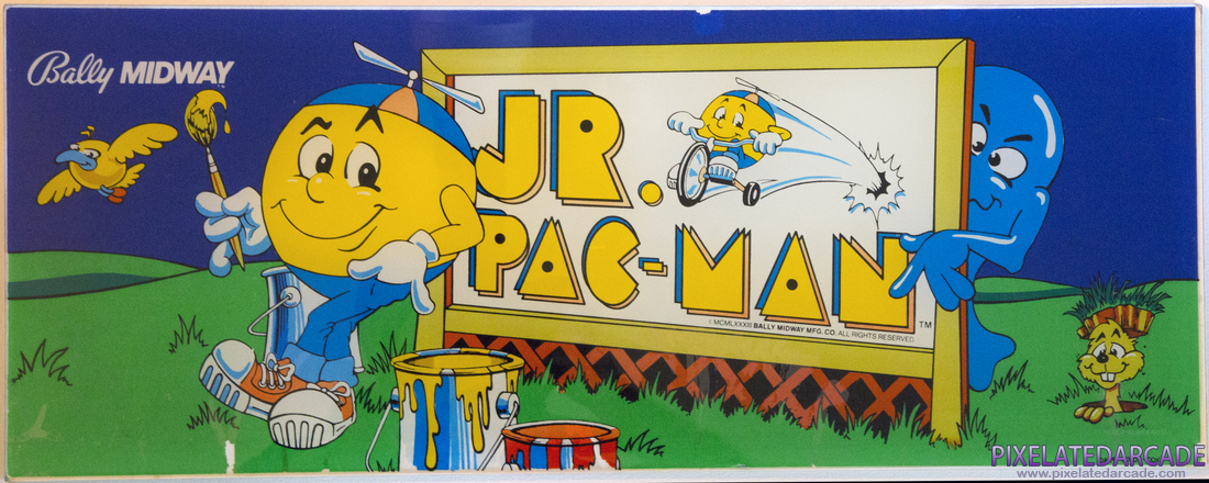 Jr. Pac-Man Photo: Jr. Pac-Man arcade marquee
