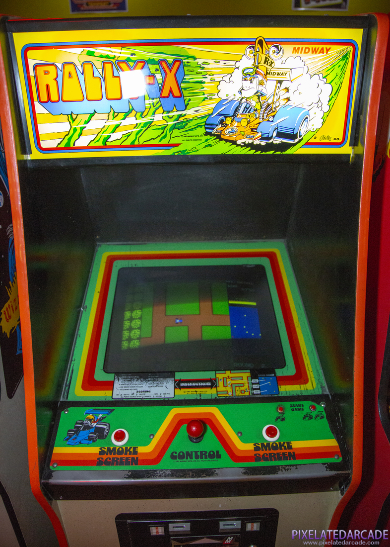 Rally-X Photo: Rally-X arcade cabinet