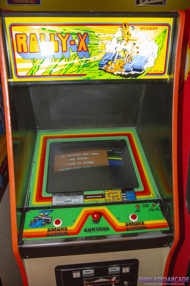 Rally-X Photo: Rally-X arcade cabinet