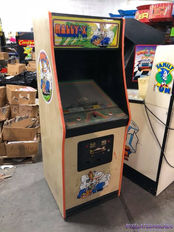 Rally-X Photo: Rally-X arcade cabinet