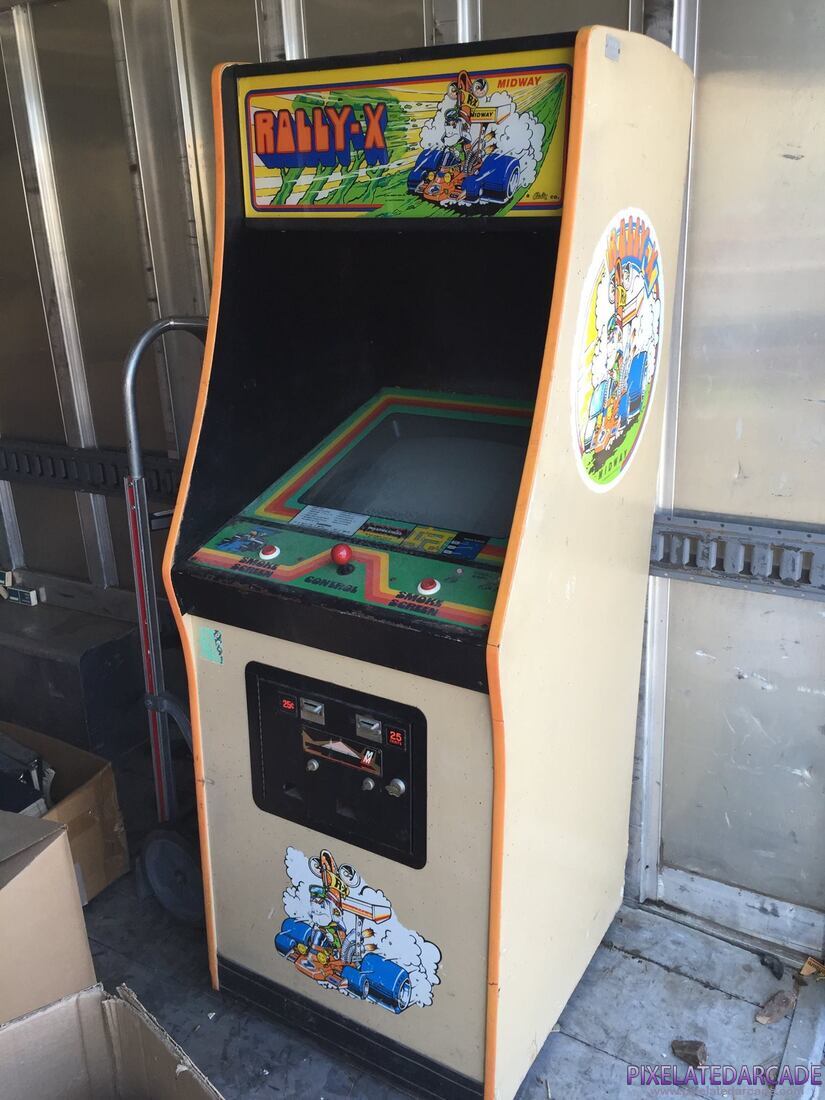 Rally-X Photo: Rally-X arcade cabinet