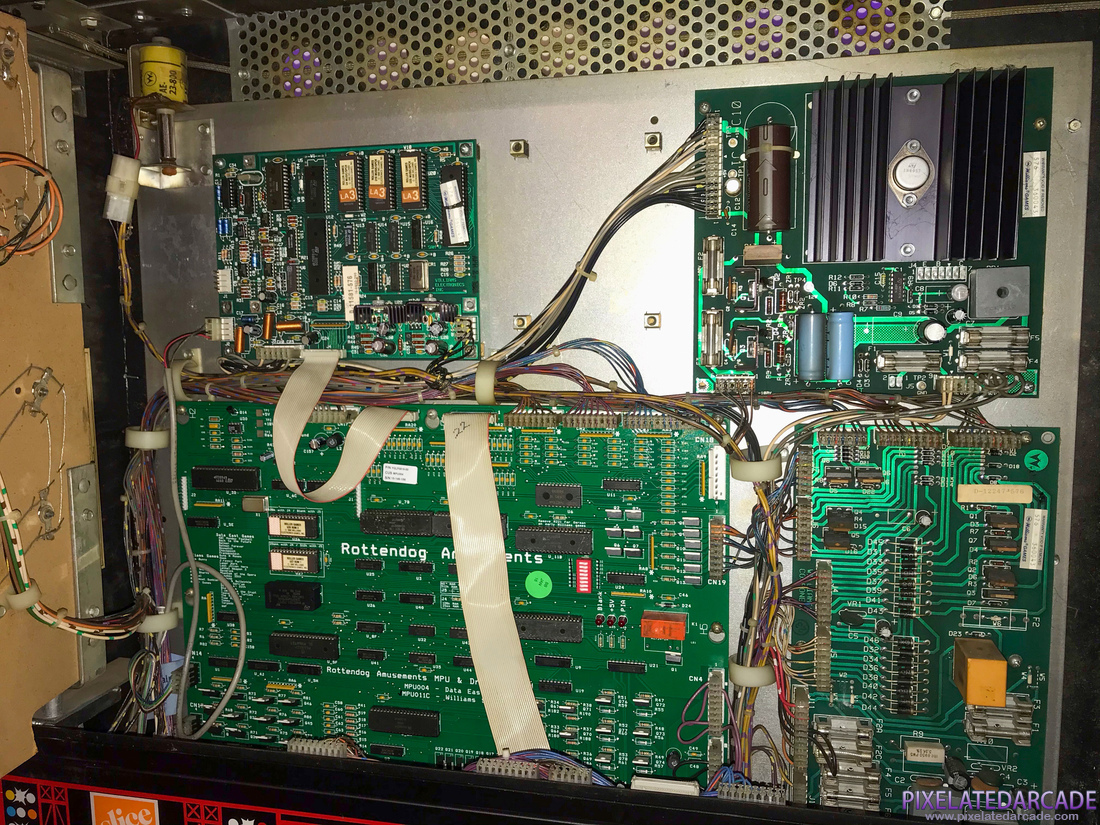 Rollergames Photo: Rollergames - Inside backbox (with replacement MPU)