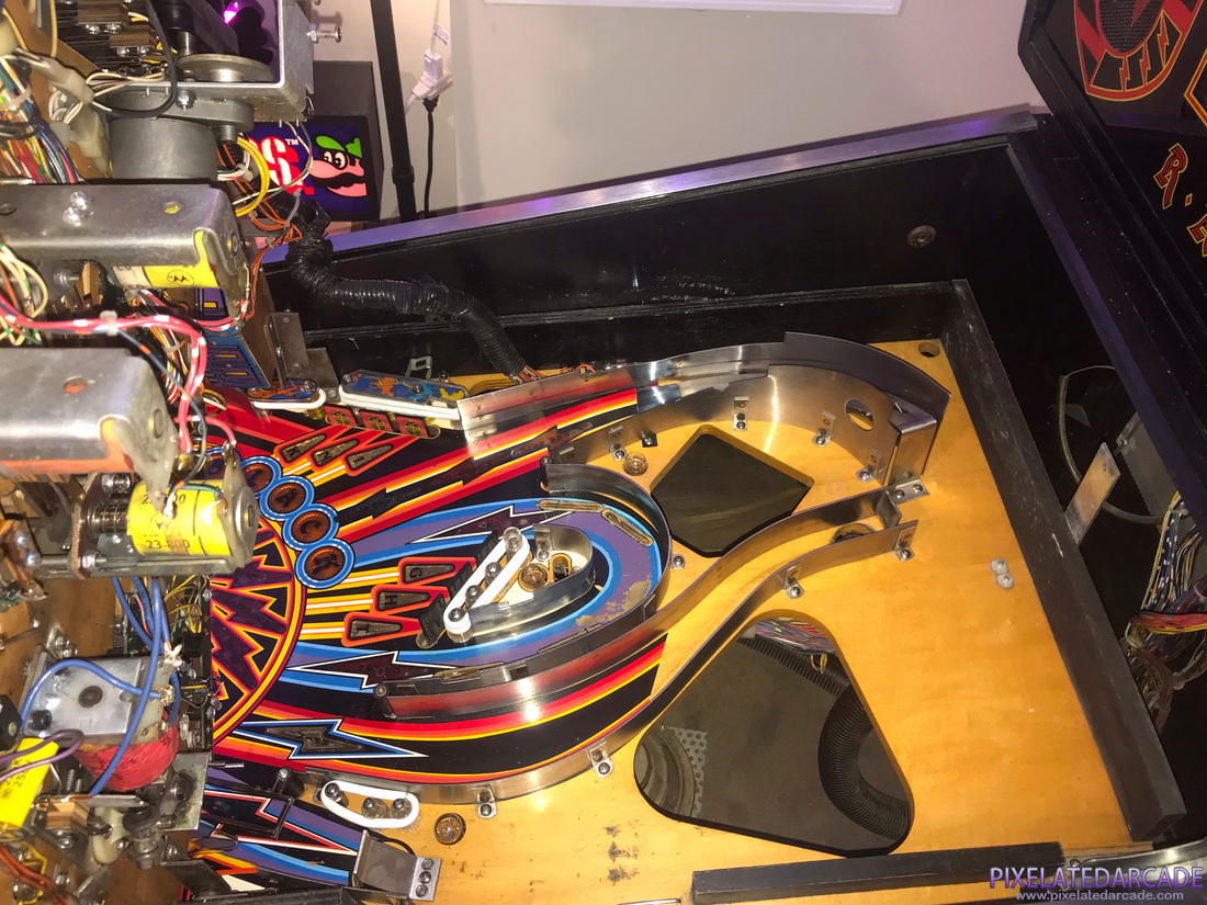 Black Knight 2000 Photo: Black Knight 2000 pinball cabinet - Beneath upper playfield
