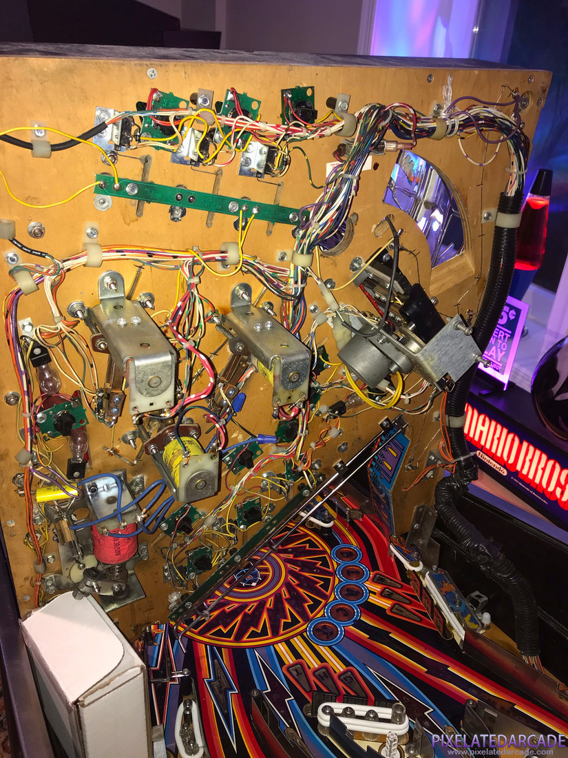 Black Knight 2000 Photo: Black Knight 2000 pinball cabinet - Beneath upper playfield