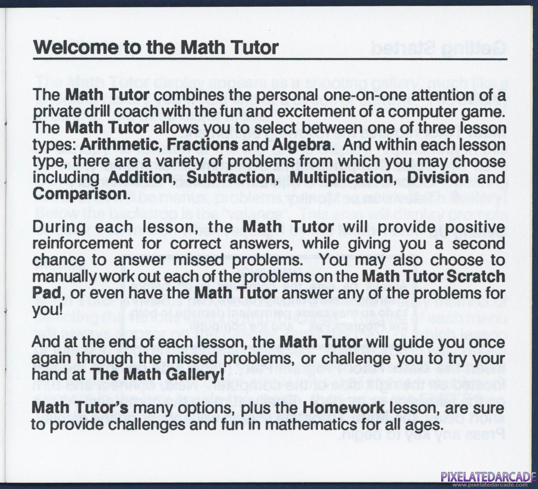 Math Tutor: Instruction Manual - Page 6