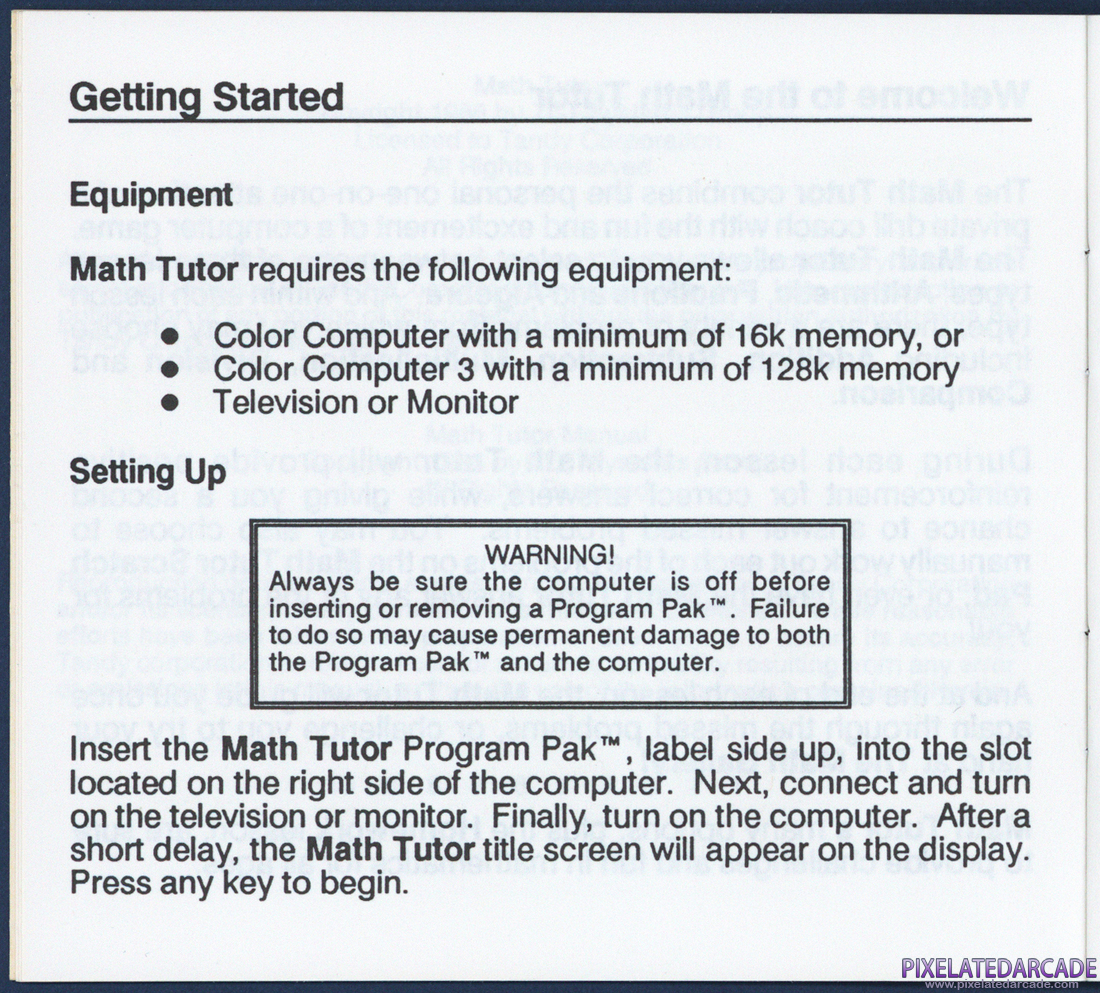 Math Tutor: Instruction Manual - Page 7