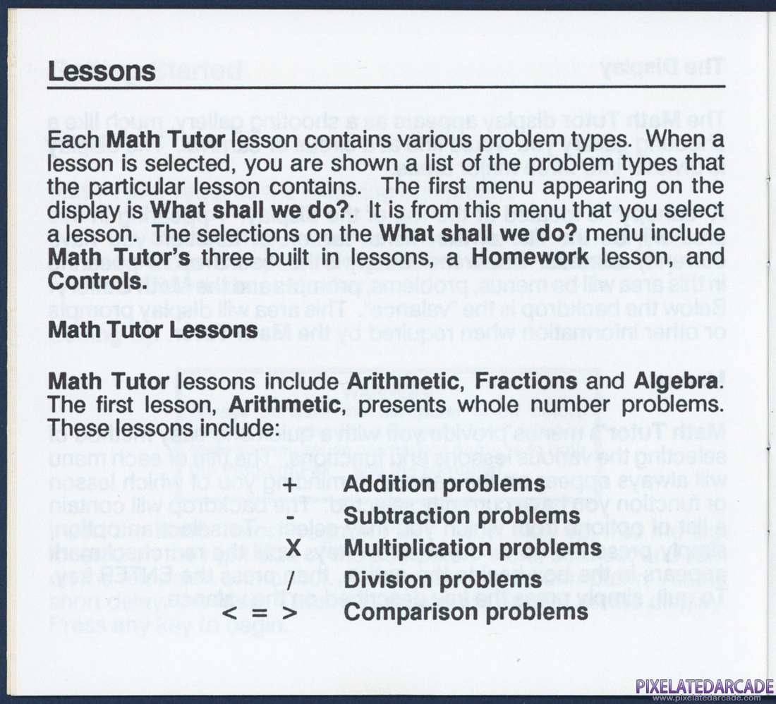 Math Tutor: Instruction Manual - Page 9
