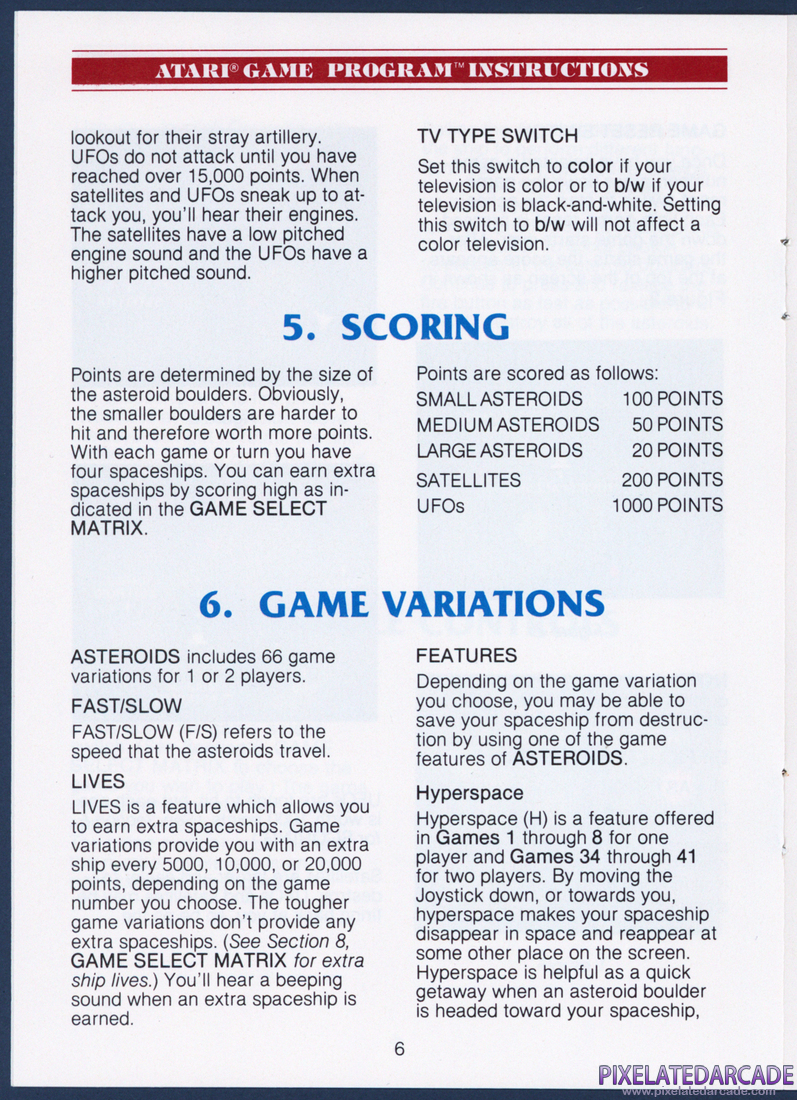 Asteroids: Instruction Manual - Page 8