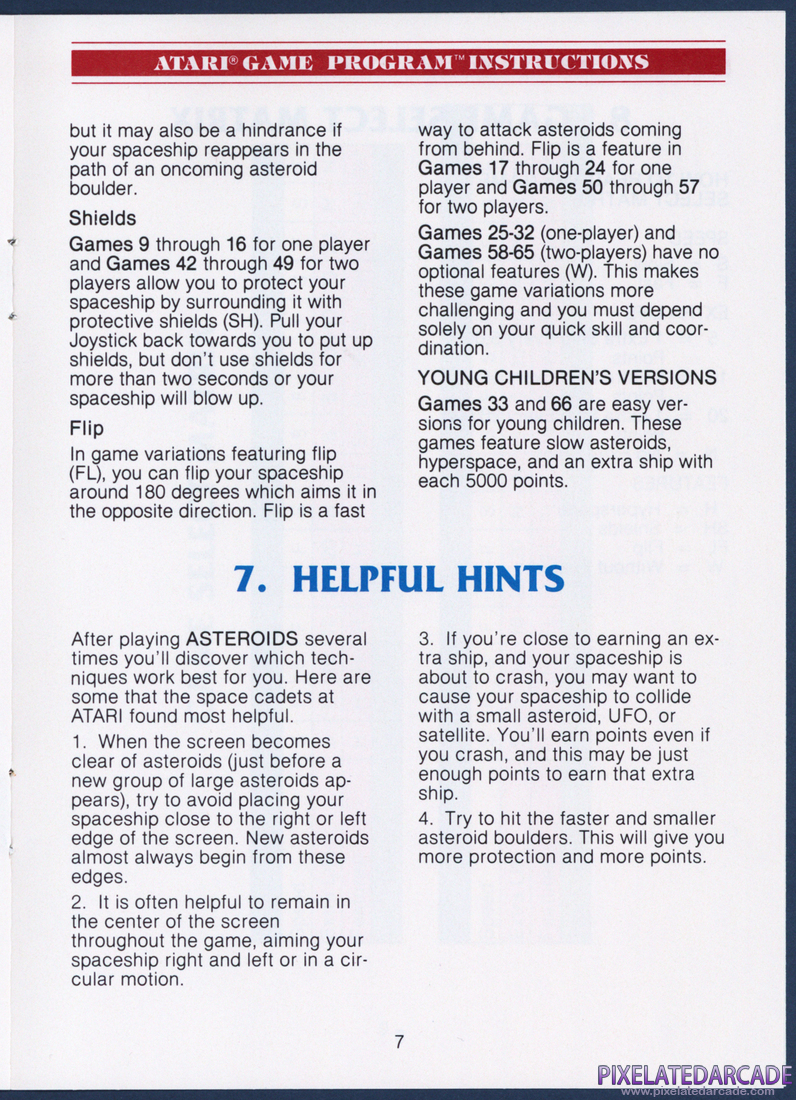 Asteroids: Instruction Manual - Page 9