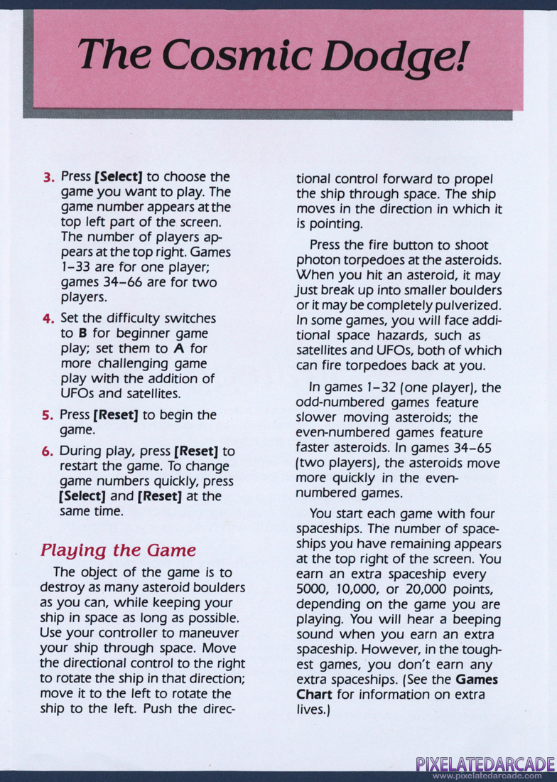 Asteroids: Instruction Manual - Page 3