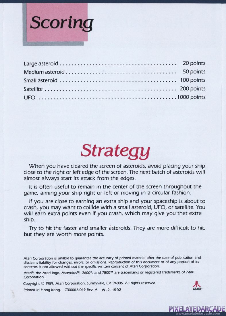 Asteroids: Instruction Manual - Page 6