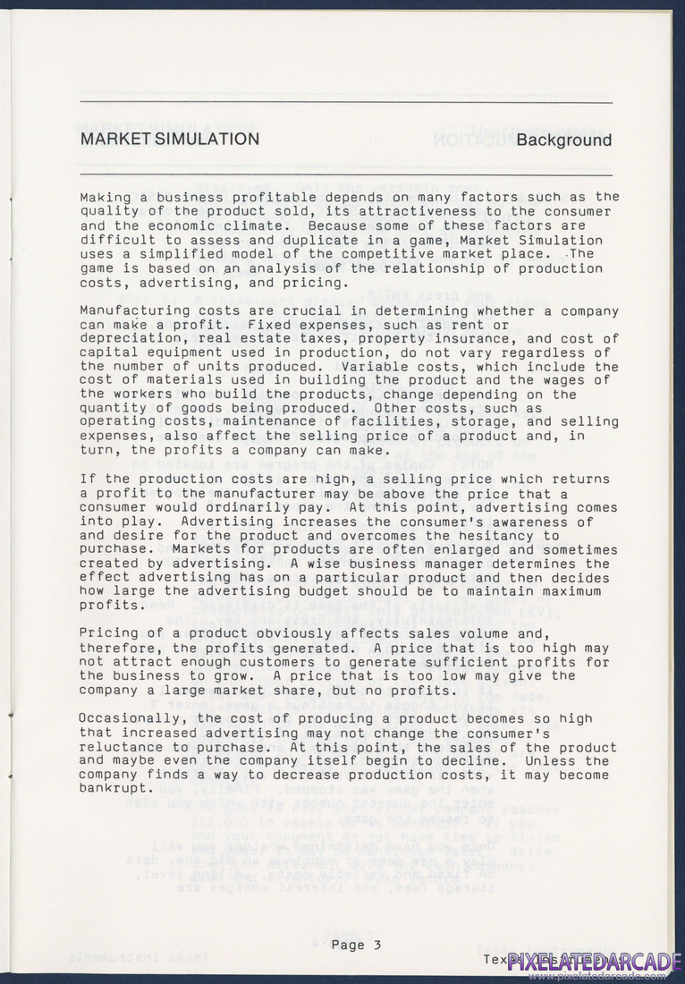 Market Simulation: Instruction Manual - Page 3