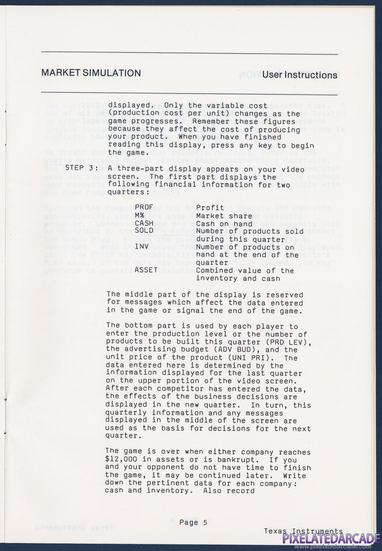 Market Simulation: Instruction Manual - Page 5