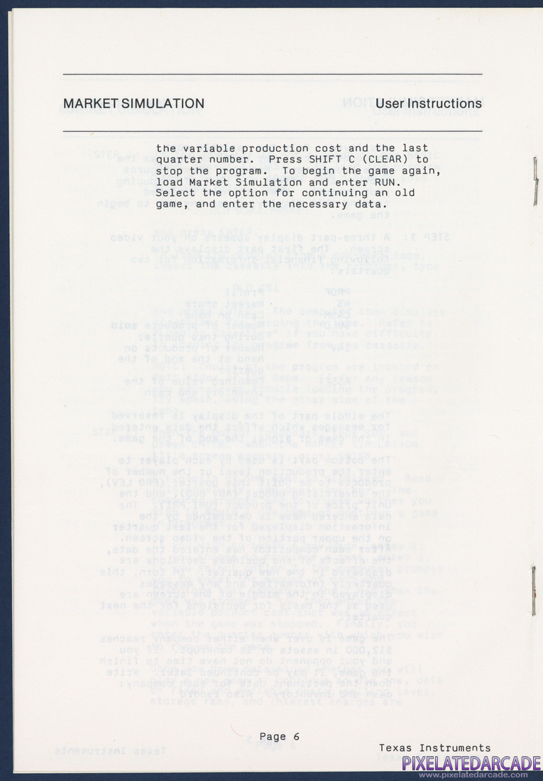 Market Simulation: Instruction Manual - Page 6