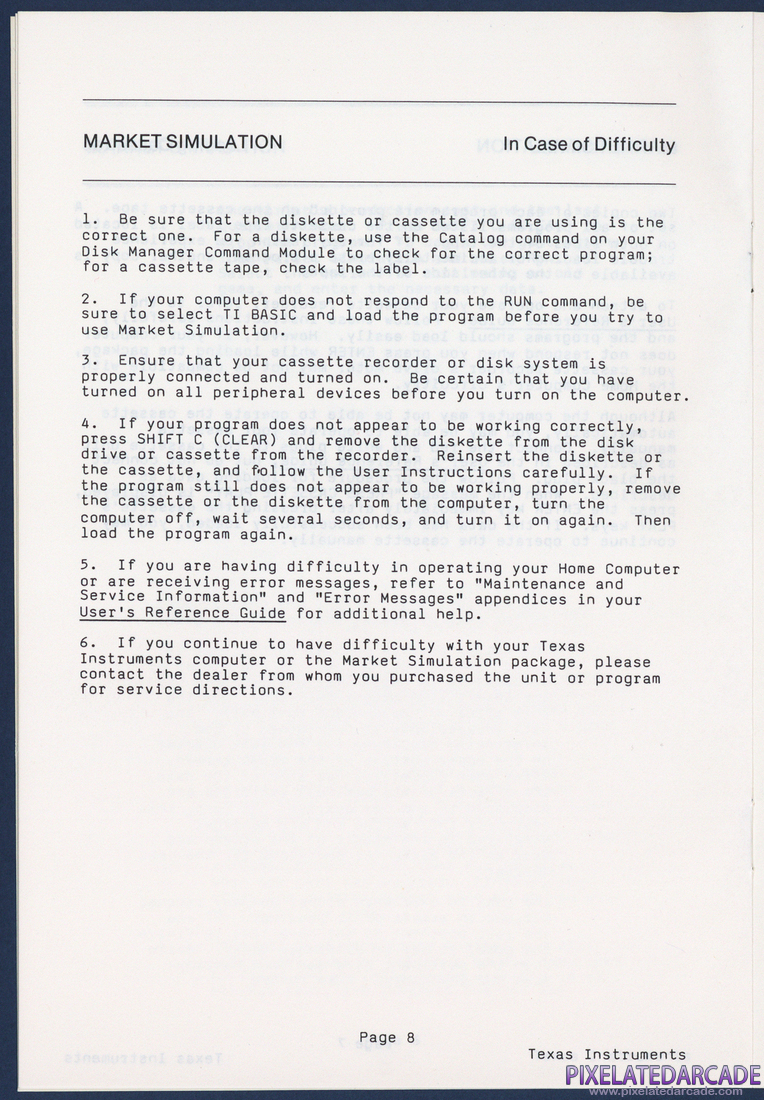 Market Simulation: Instruction Manual - Page 8