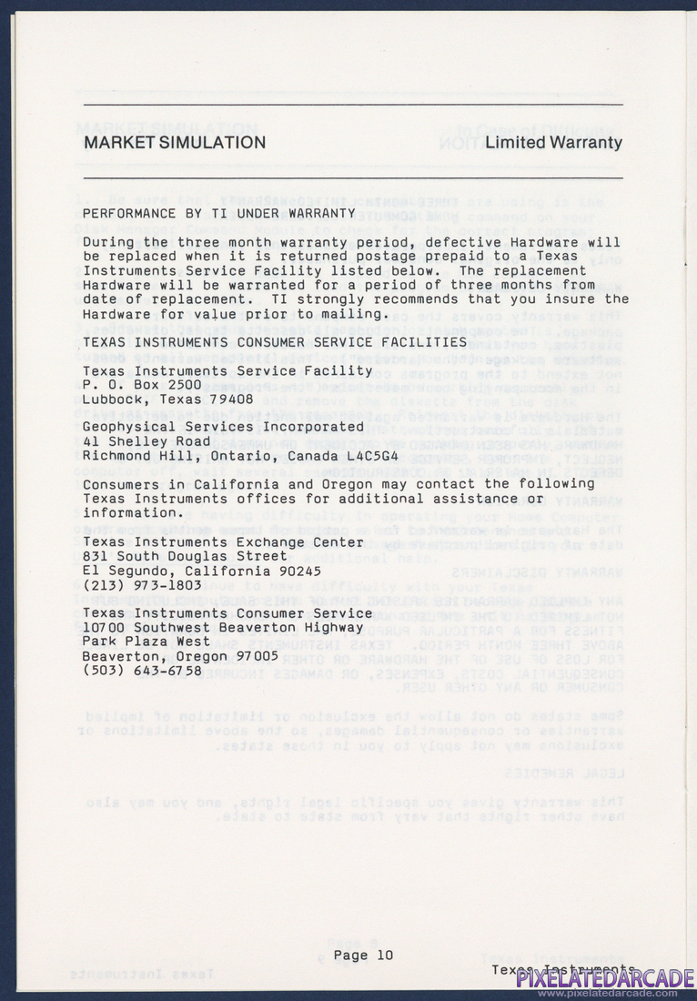 Market Simulation: Instruction Manual - Page 10